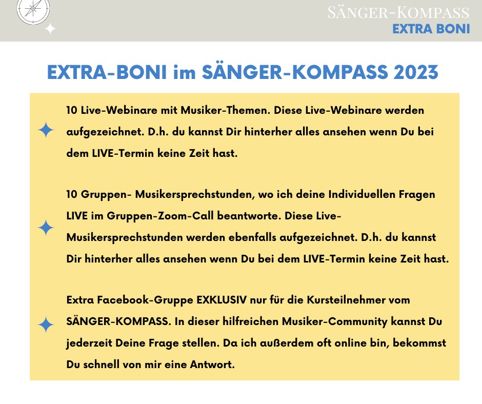 extra boni marketing Sänger Kompass online kurs